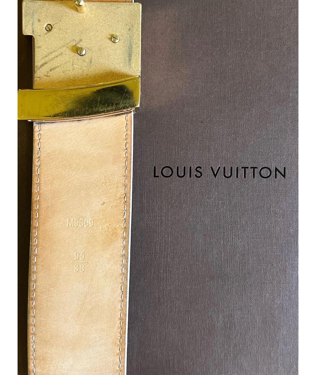 LOUIS VUITTON Бежевый кожаный ремень, фото 3