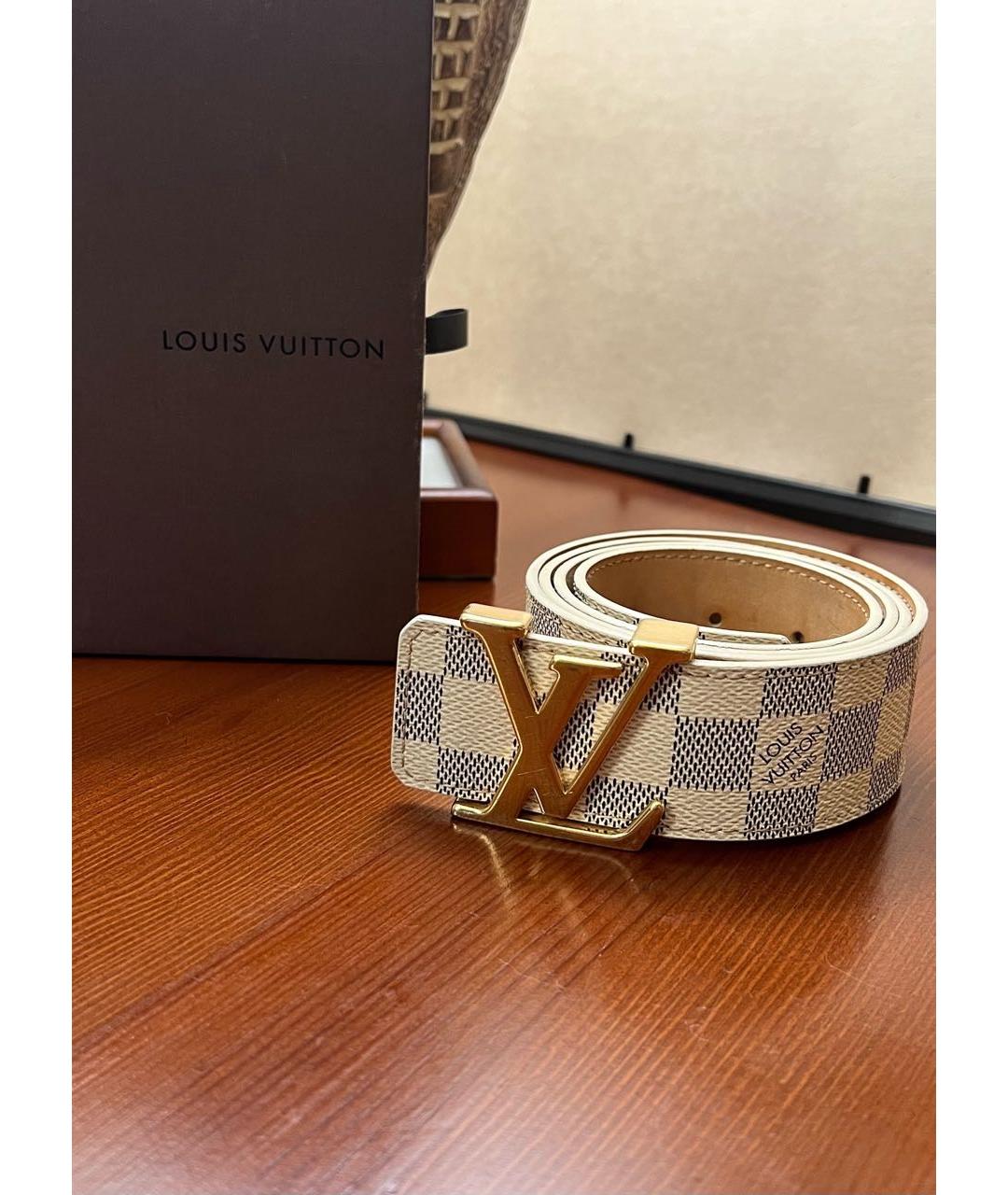 LOUIS VUITTON Бежевый кожаный ремень, фото 5