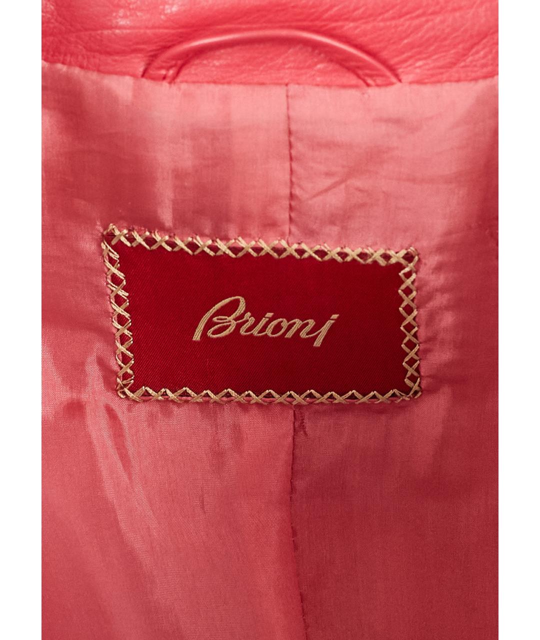 BRIONI Коралловый кожаный костюм с юбками, фото 6