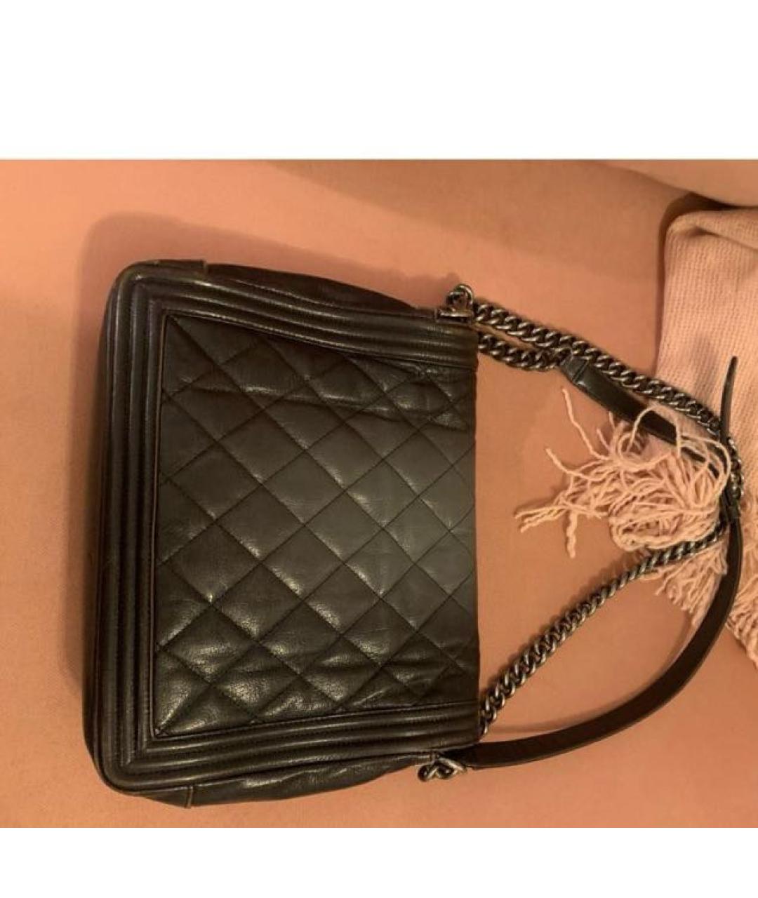 CHANEL Антрацитовая кожаная сумка через плечо, фото 3