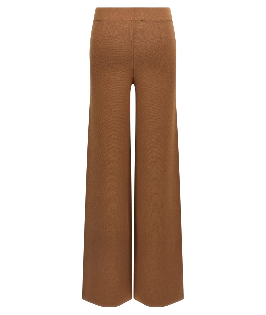 MAX MARA STUDIO Коричневые вискозные прямые брюки, фото 2