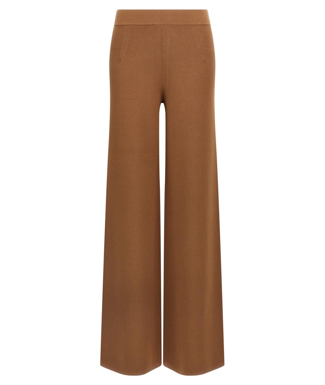 MAX MARA STUDIO Коричневые вискозные прямые брюки, фото 1