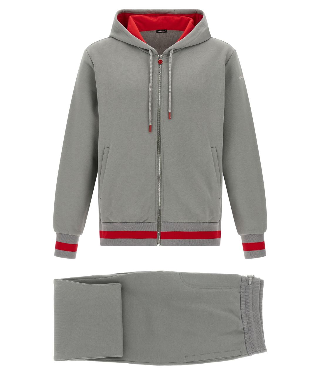 KITON Серый хлопковый спортивный костюм, фото 1