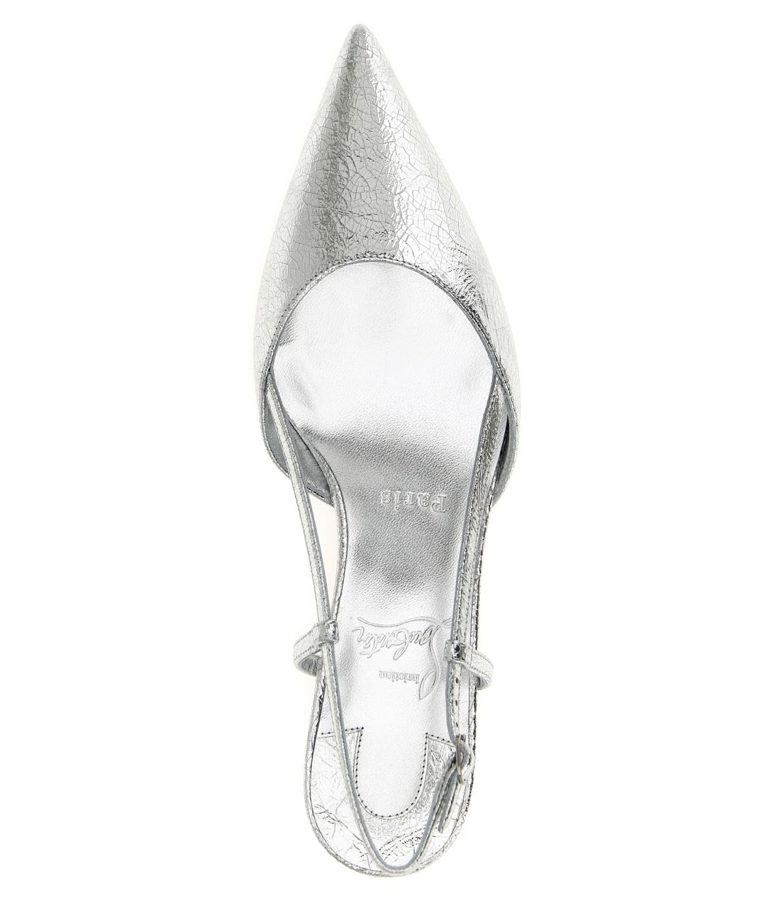 CHRISTIAN LOUBOUTIN Серебряные кожаные туфли, фото 4