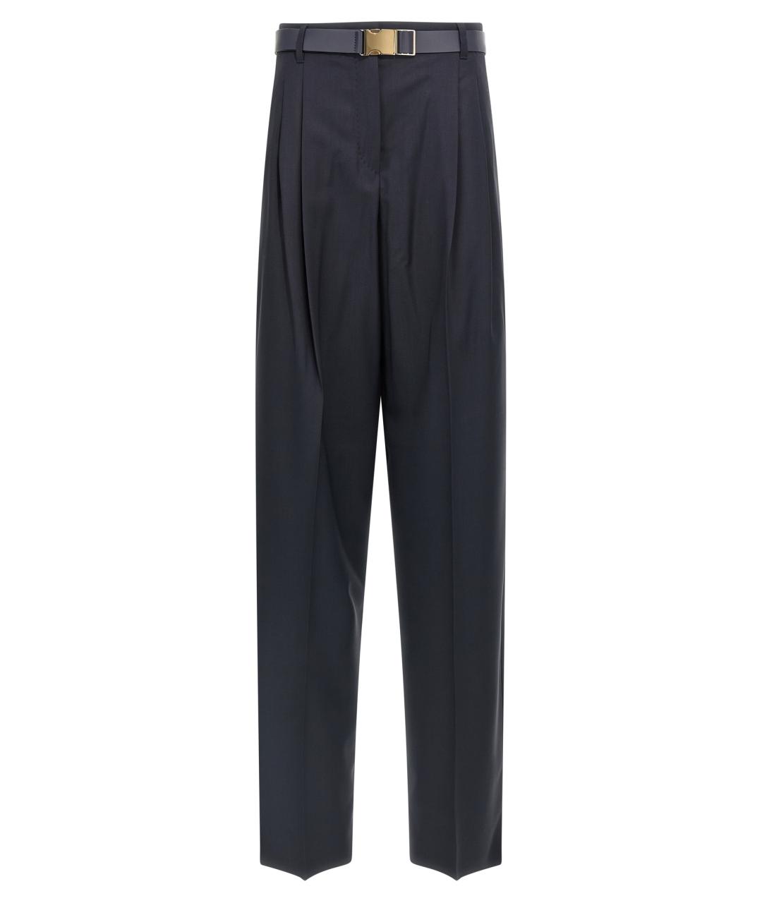 MAX MARA STUDIO Синие шерстяные прямые брюки, фото 1