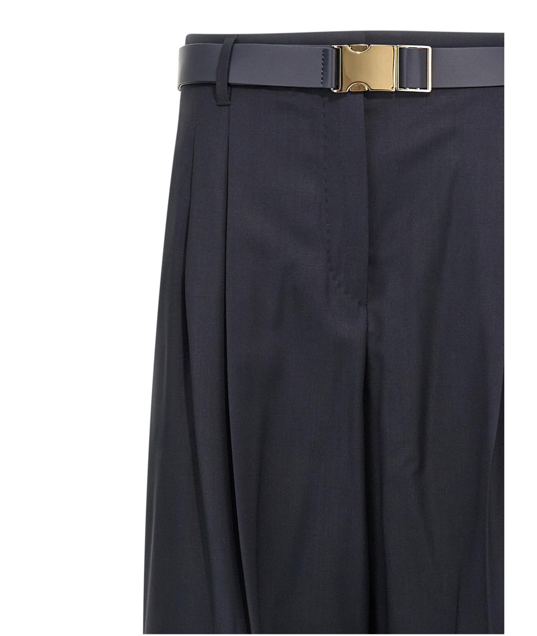 MAX MARA STUDIO Синие шерстяные прямые брюки, фото 3