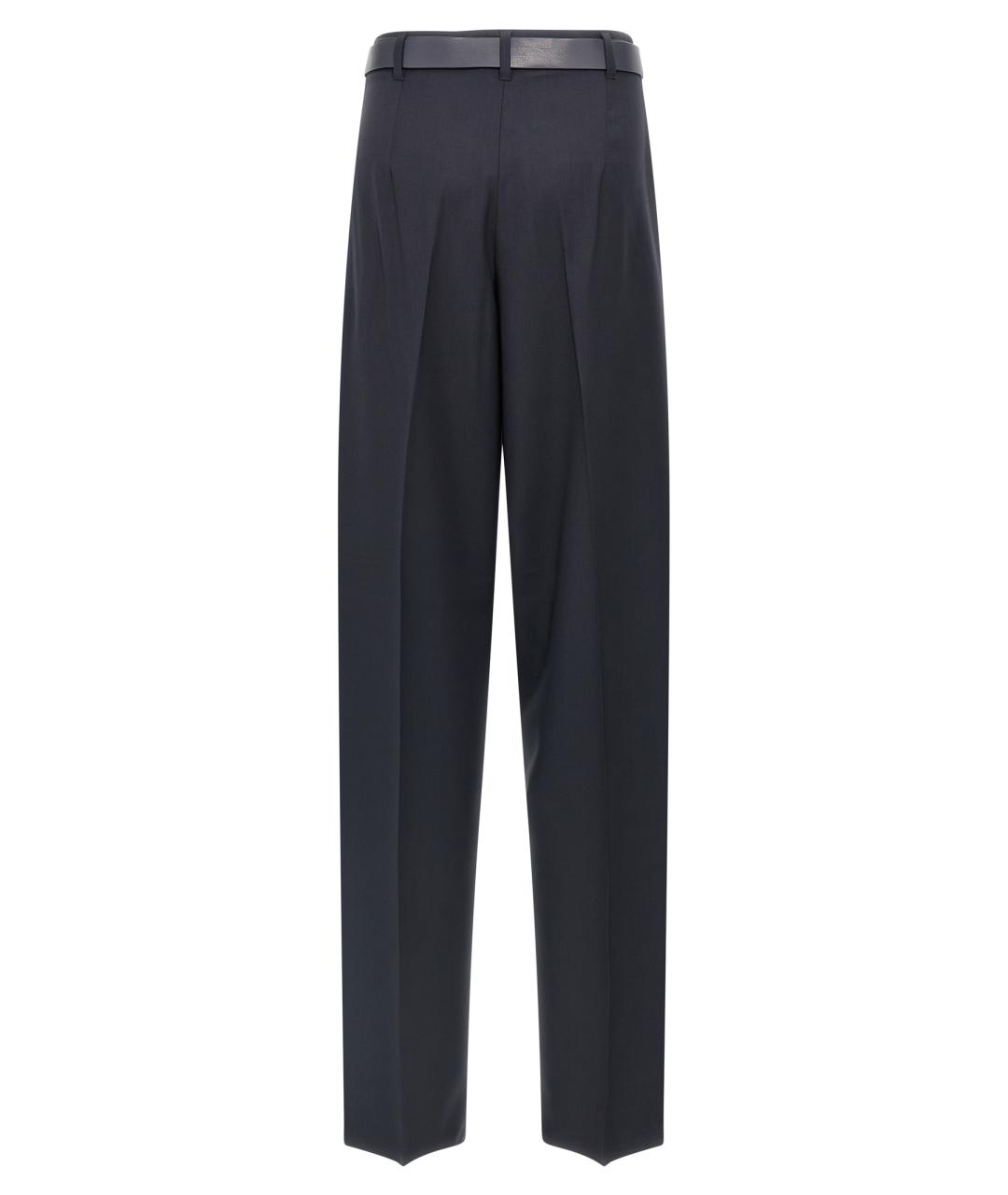 MAX MARA STUDIO Синие шерстяные прямые брюки, фото 2