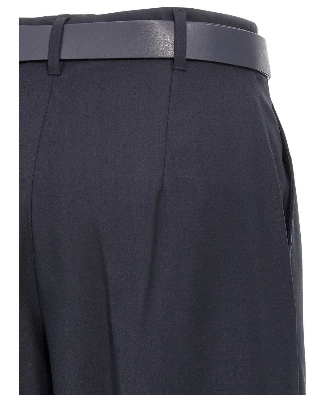 MAX MARA STUDIO Синие шерстяные прямые брюки, фото 4