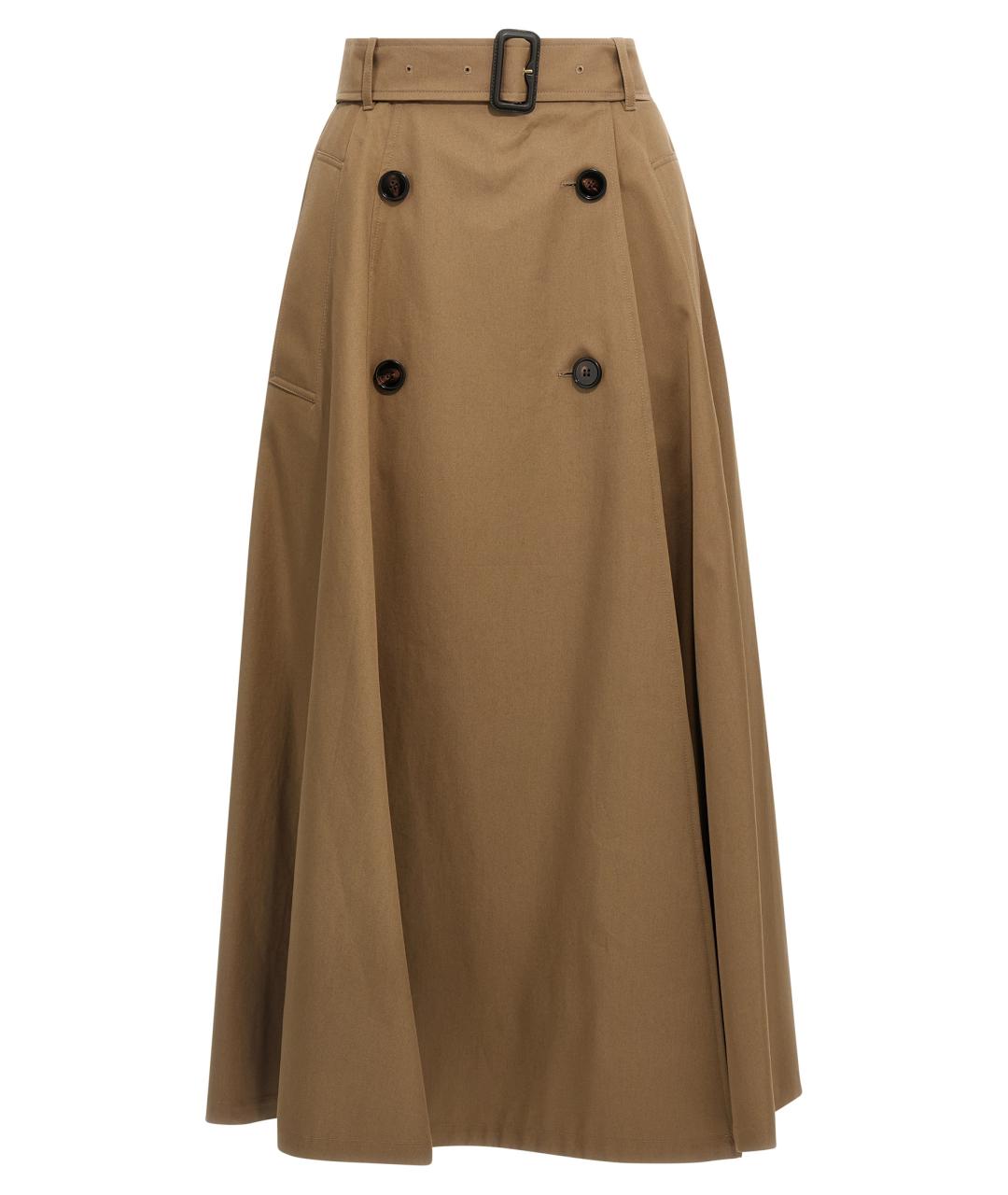 BURBERRY Бежевая хлопковая юбка миди, фото 1
