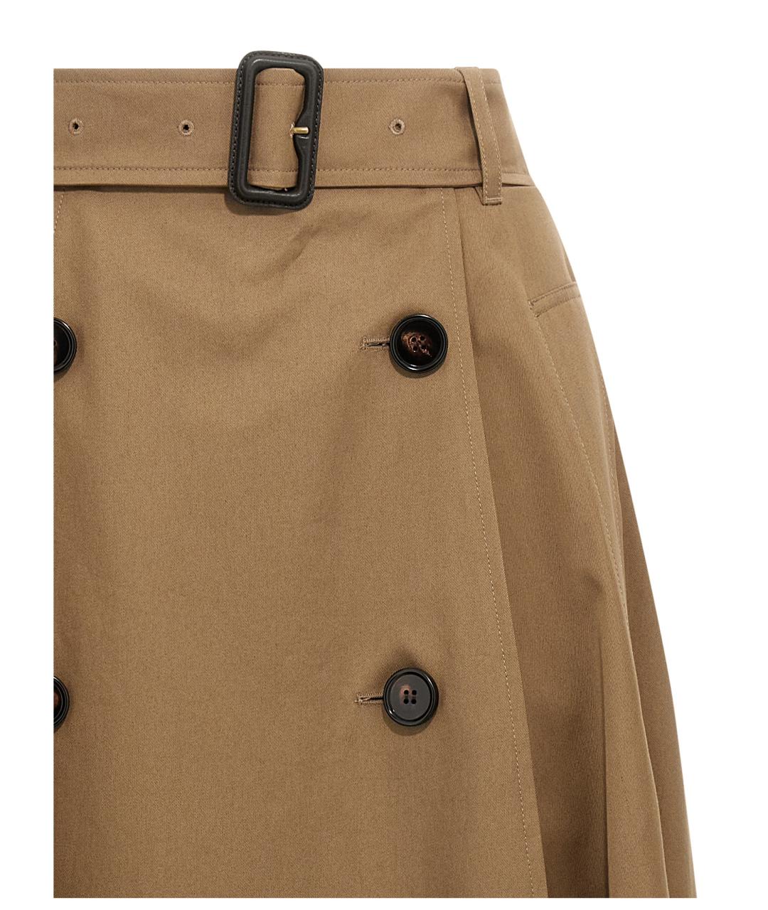 BURBERRY Бежевая хлопковая юбка миди, фото 3