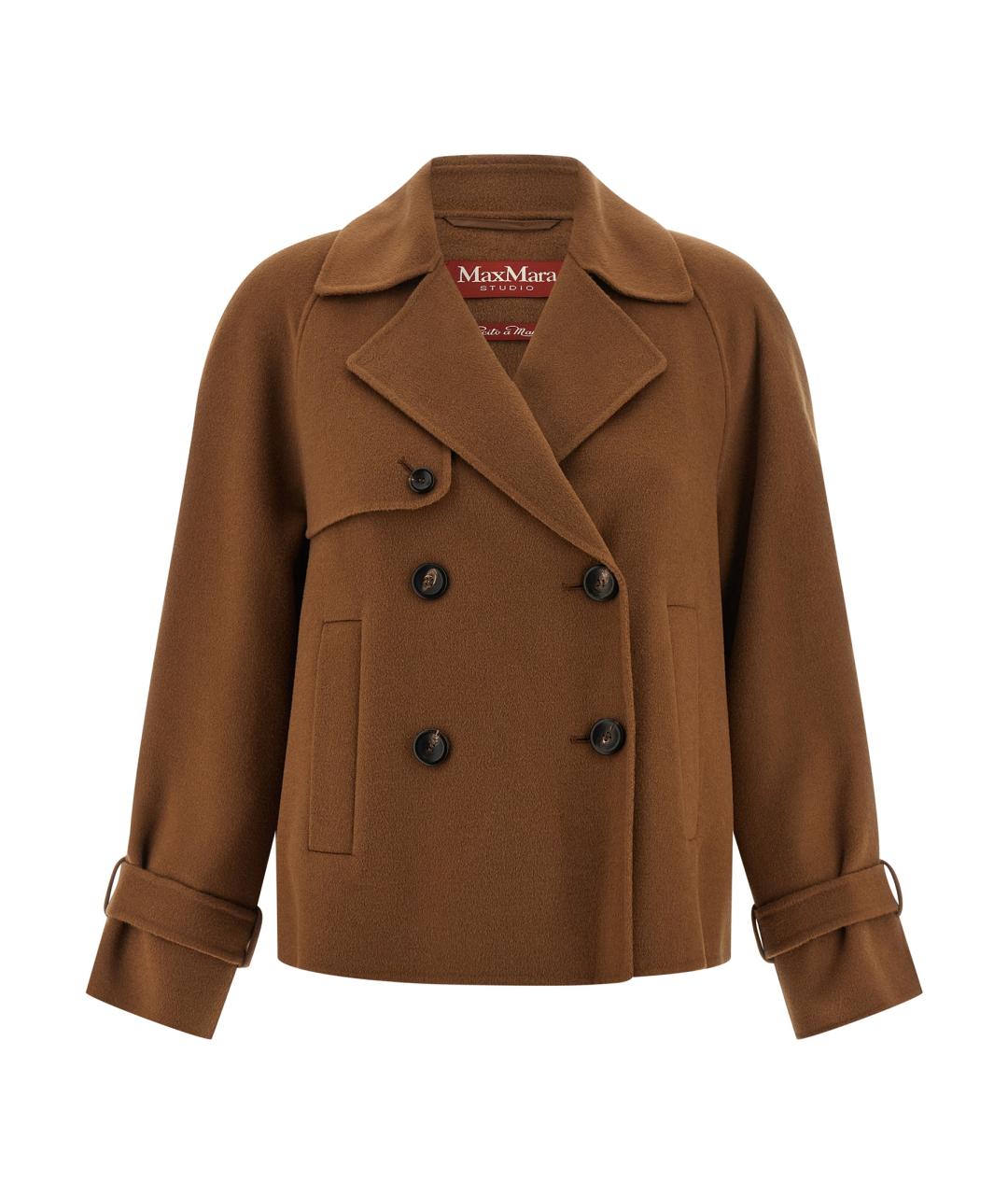 MAX MARA STUDIO Коричневое шерстяное пальто, фото 1