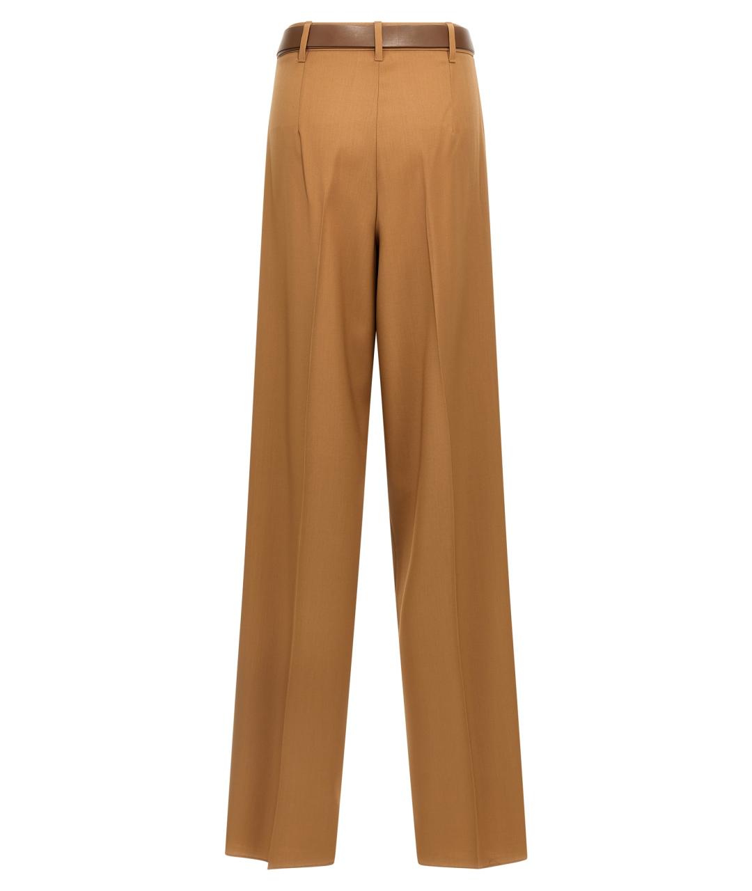 MAX MARA STUDIO Коричневые шерстяные прямые брюки, фото 2