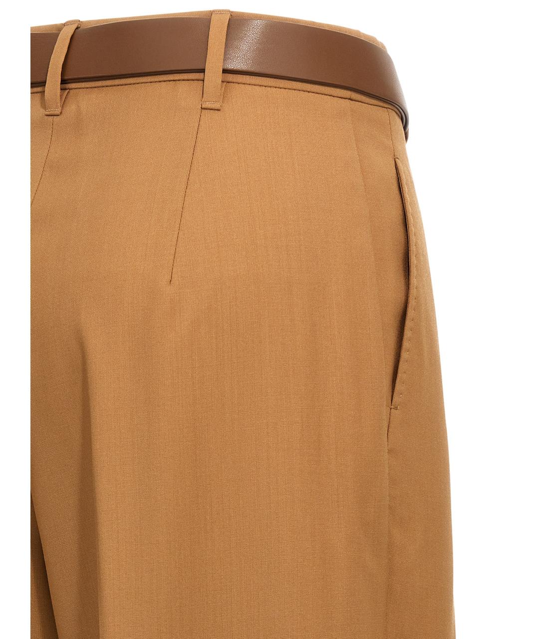 MAX MARA STUDIO Коричневые шерстяные прямые брюки, фото 4