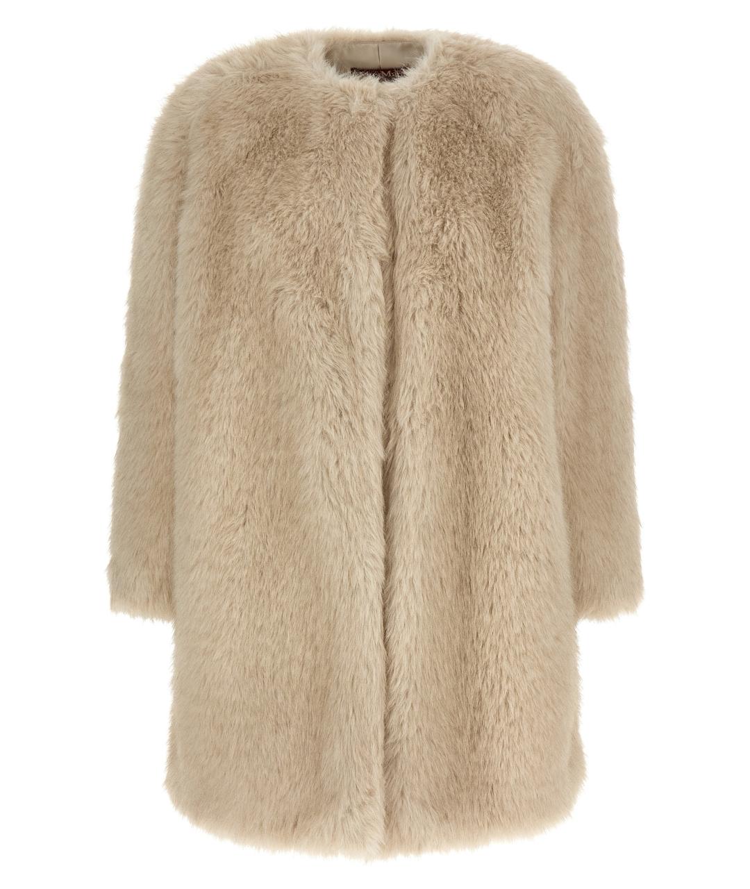 MAX MARA STUDIO Бежевая полиэстеровая шуба, фото 1