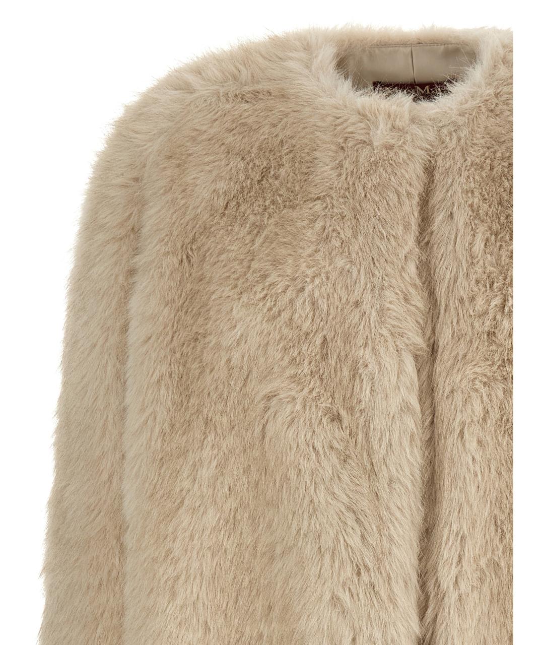 MAX MARA STUDIO Бежевая полиэстеровая шуба, фото 3