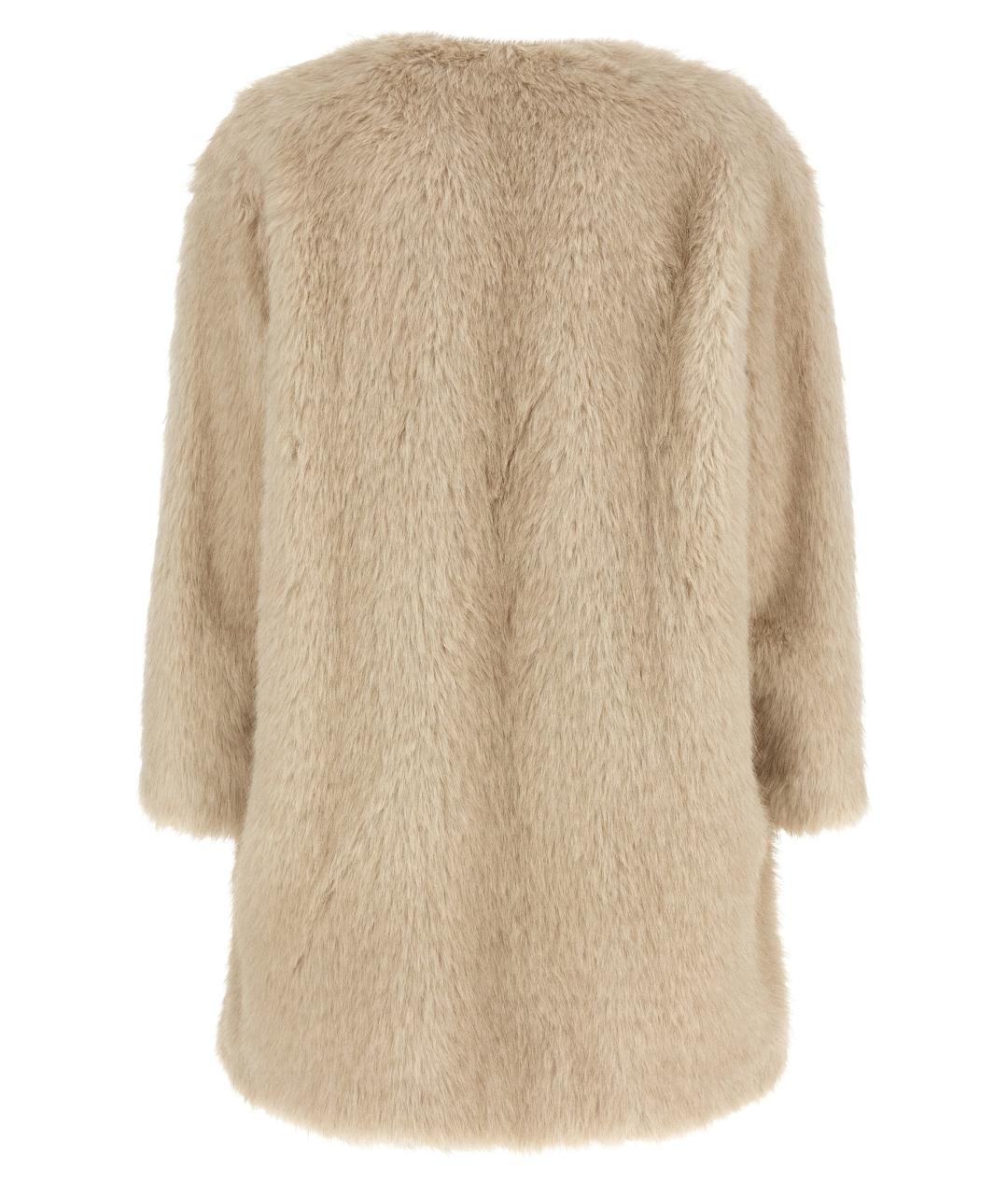 MAX MARA STUDIO Бежевая полиэстеровая шуба, фото 2