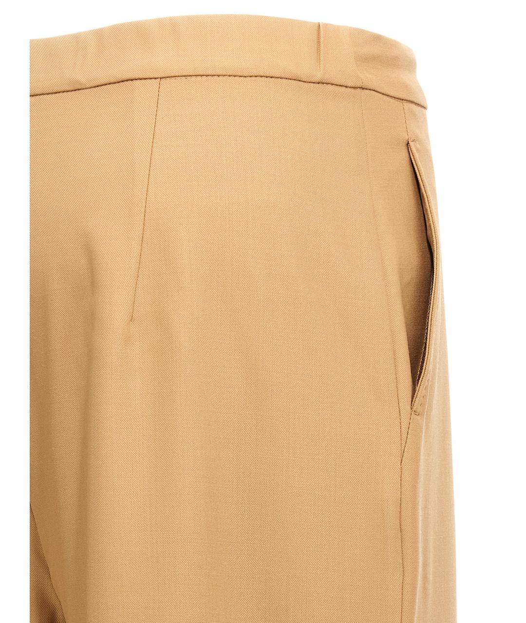 MAX MARA STUDIO Коричневые шерстяные прямые брюки, фото 4