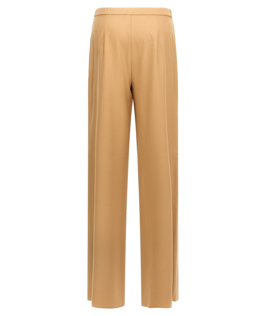 MAX MARA STUDIO Коричневые шерстяные прямые брюки, фото 2