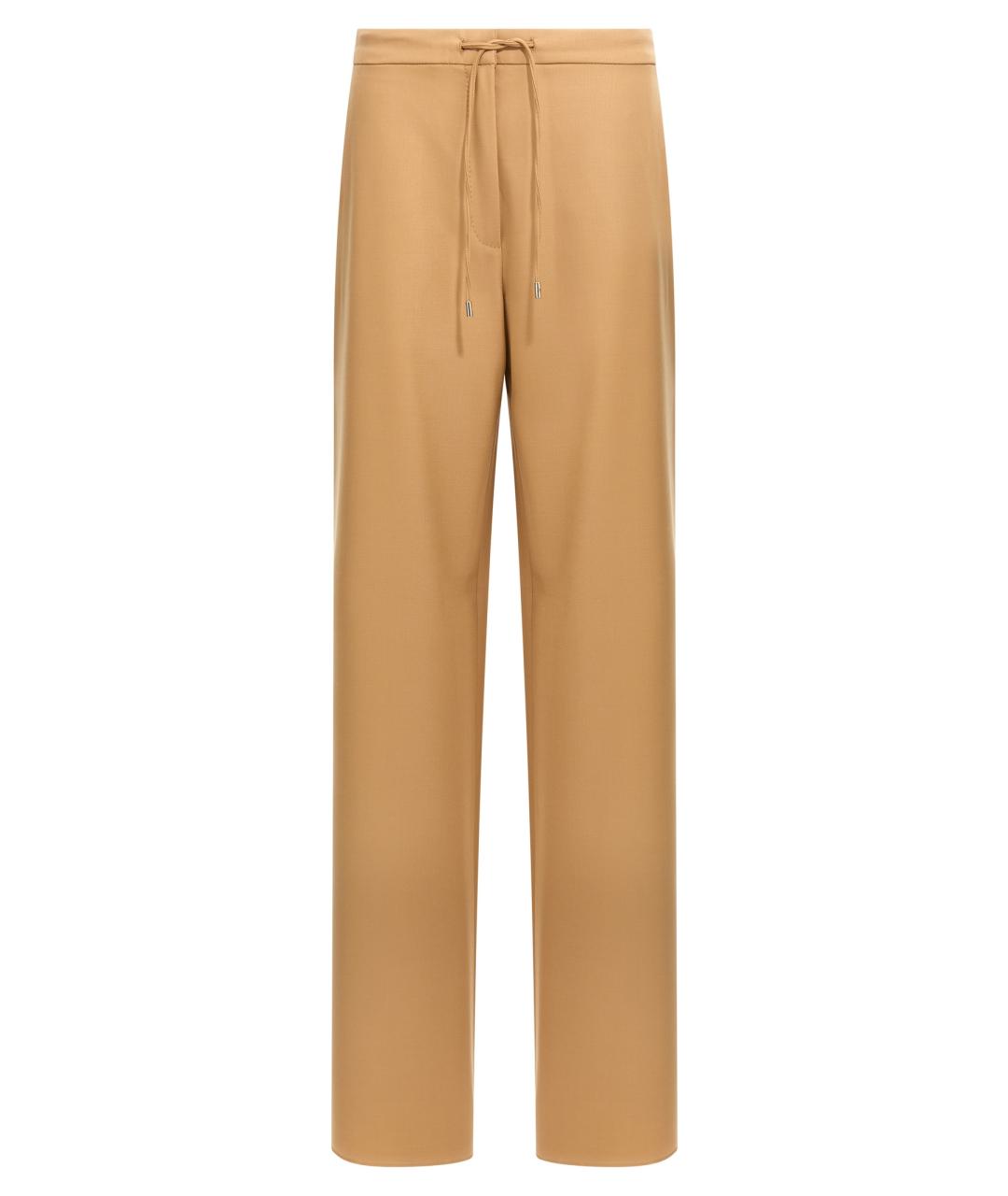 MAX MARA STUDIO Коричневые шерстяные прямые брюки, фото 1