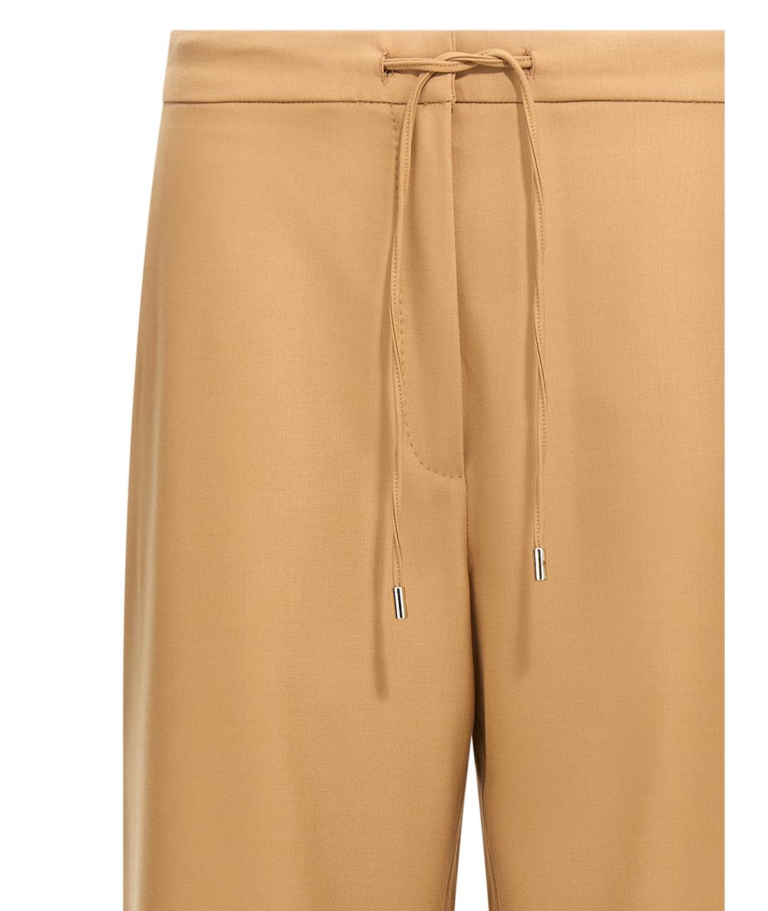 MAX MARA STUDIO Коричневые шерстяные прямые брюки, фото 3