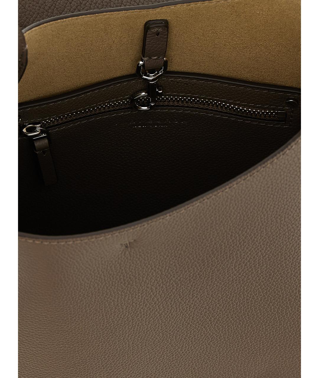 TORY BURCH Бежевая кожаная сумка через плечо, фото 4