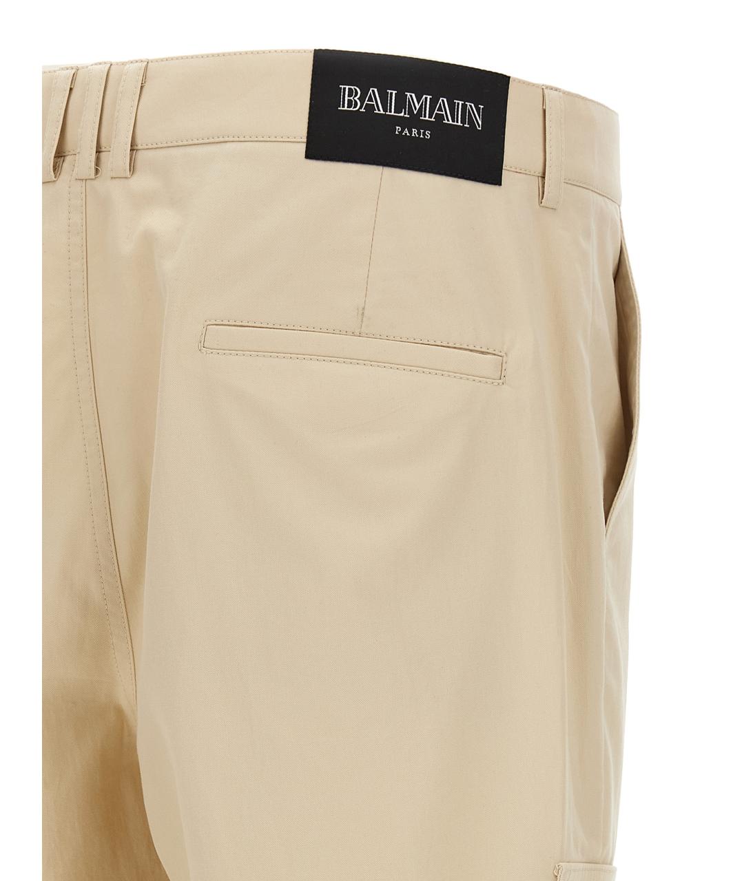 BALMAIN Бежевые хлопковые повседневные брюки, фото 4