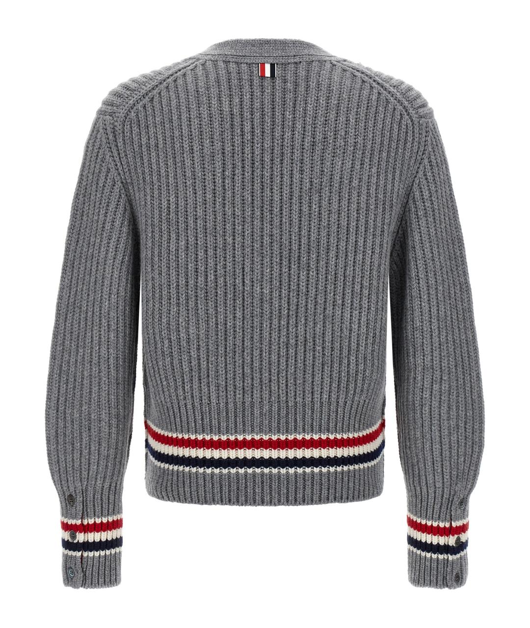 THOM BROWNE Серый кашемировый кардиган, фото 2