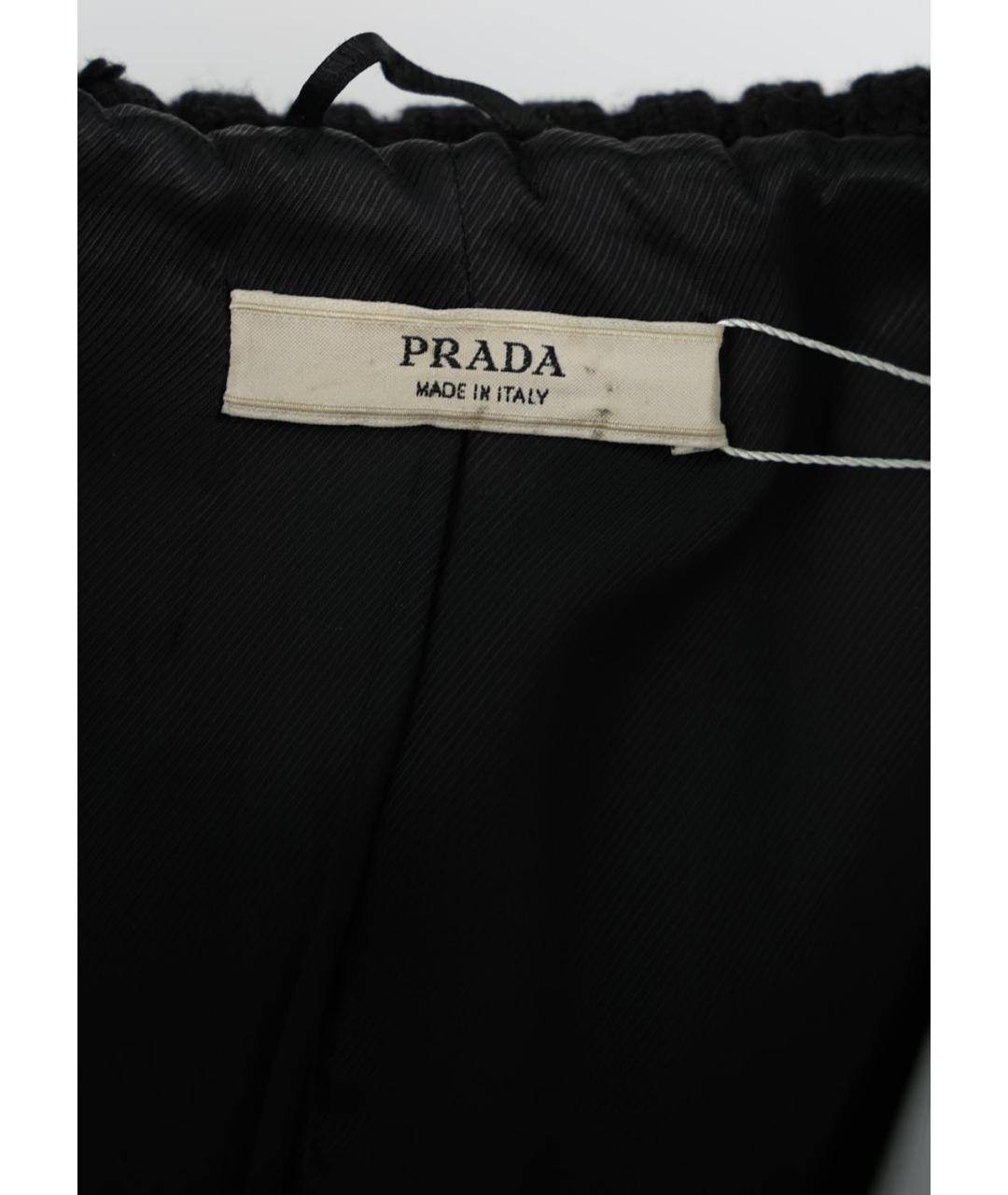 PRADA Черное шерстяное пальто, фото 4