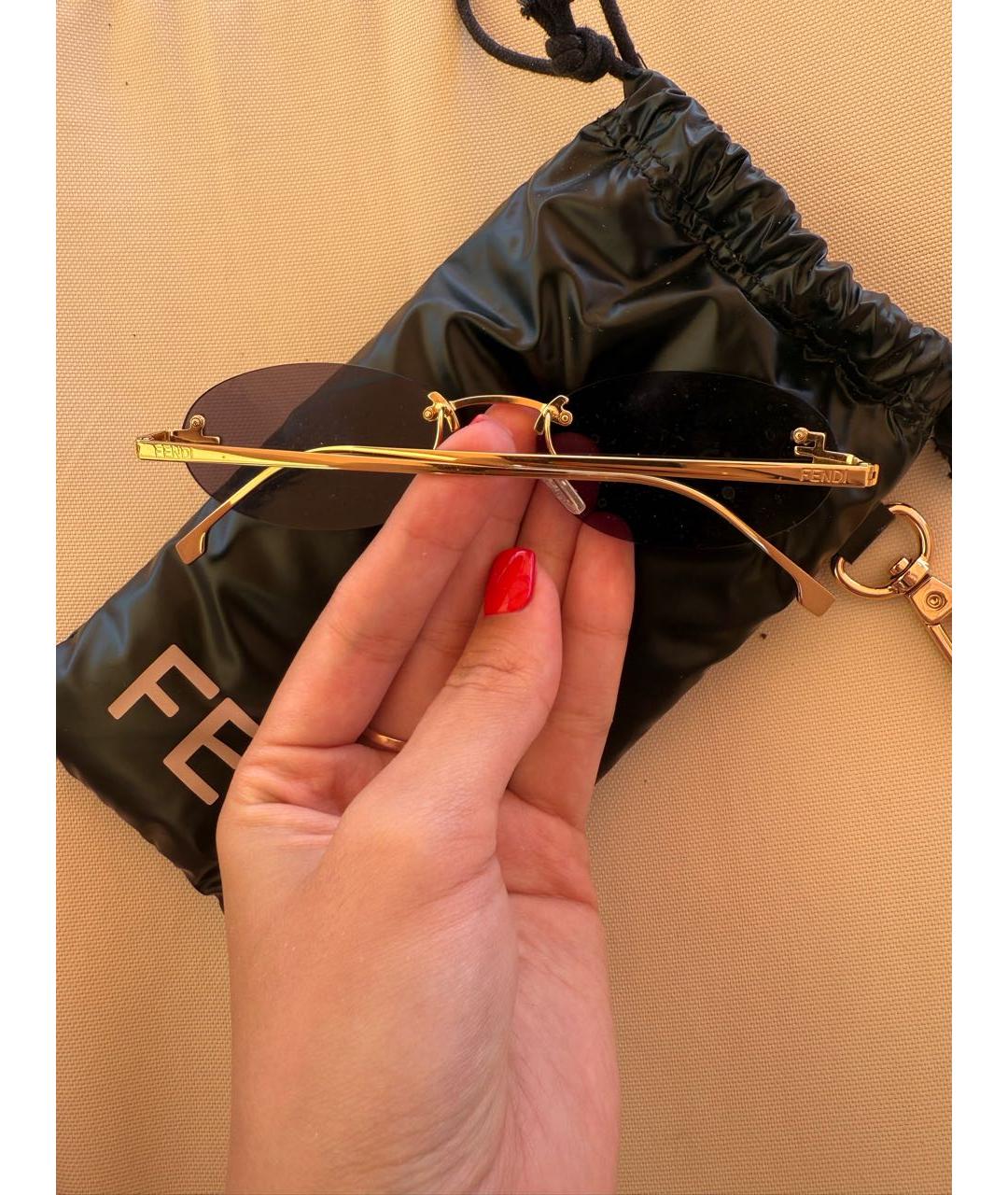 FENDI Черные металлические солнцезащитные очки, фото 3