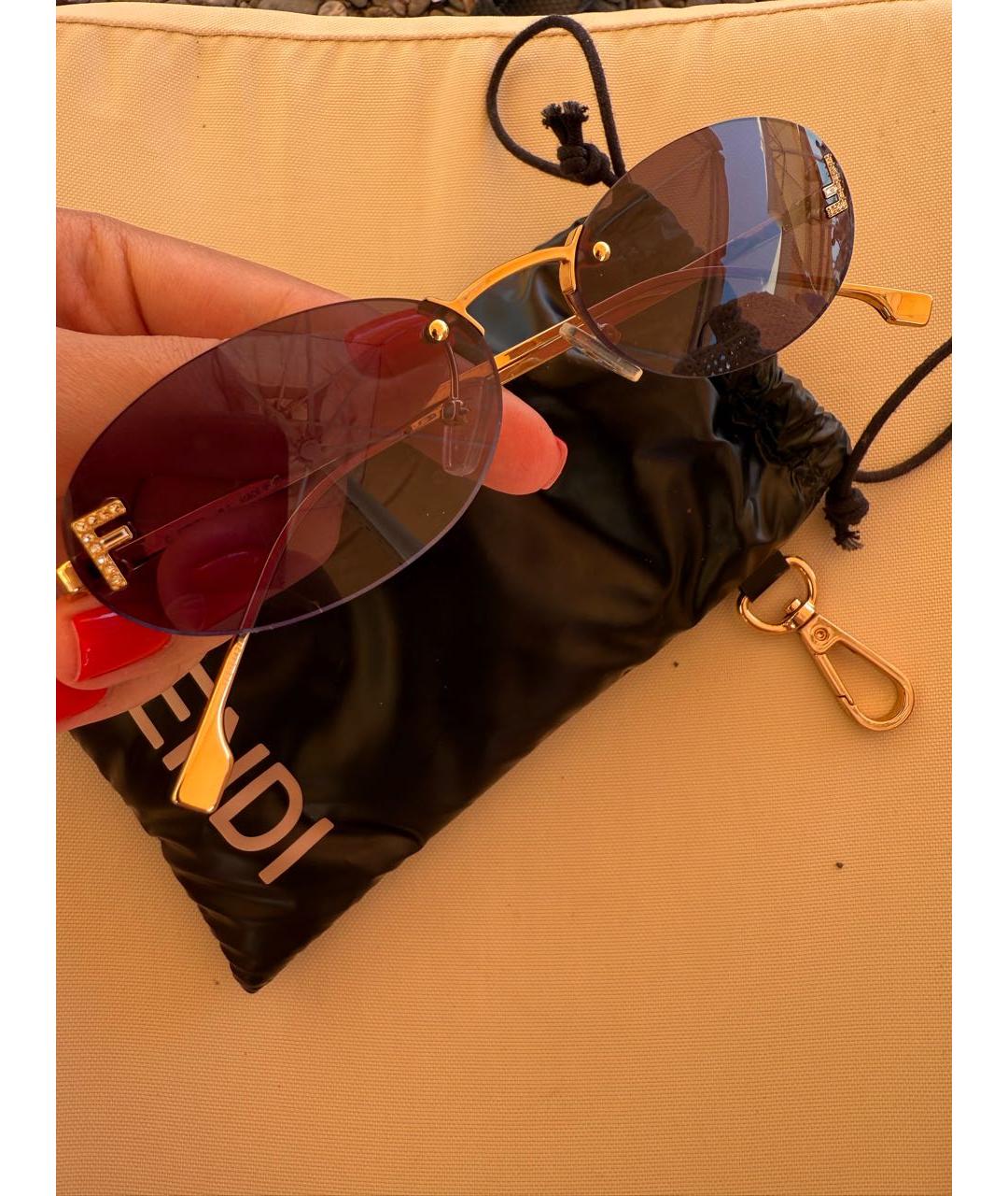 FENDI Черные металлические солнцезащитные очки, фото 4