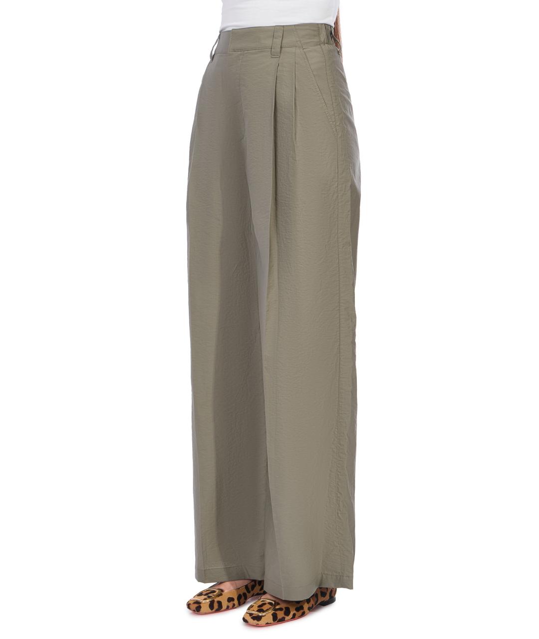 BRUNELLO CUCINELLI Зеленые хлопковые брюки широкие, фото 3
