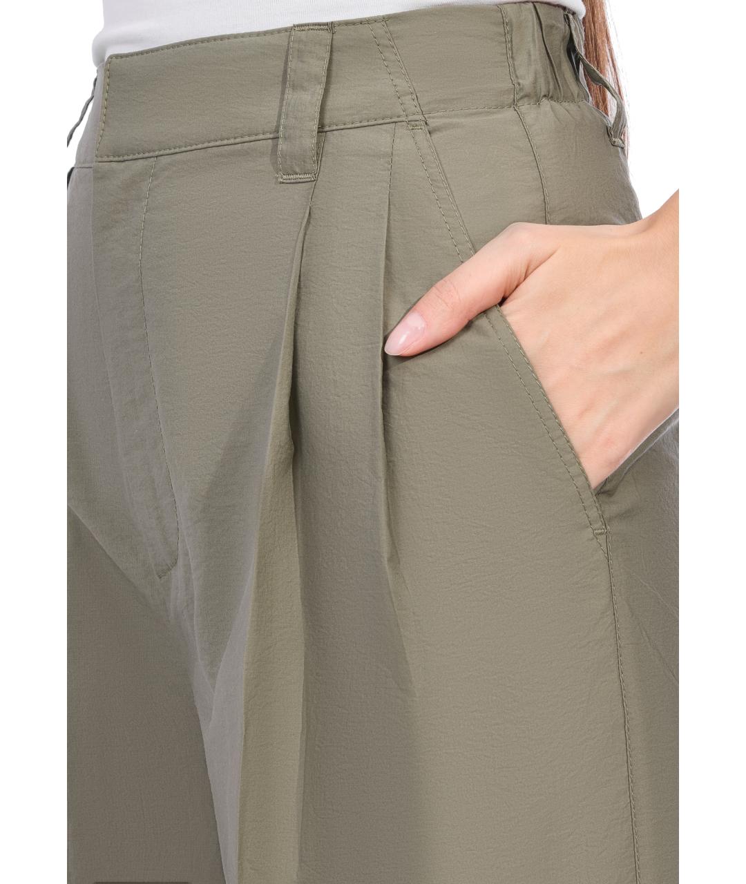 BRUNELLO CUCINELLI Зеленые хлопковые брюки широкие, фото 5