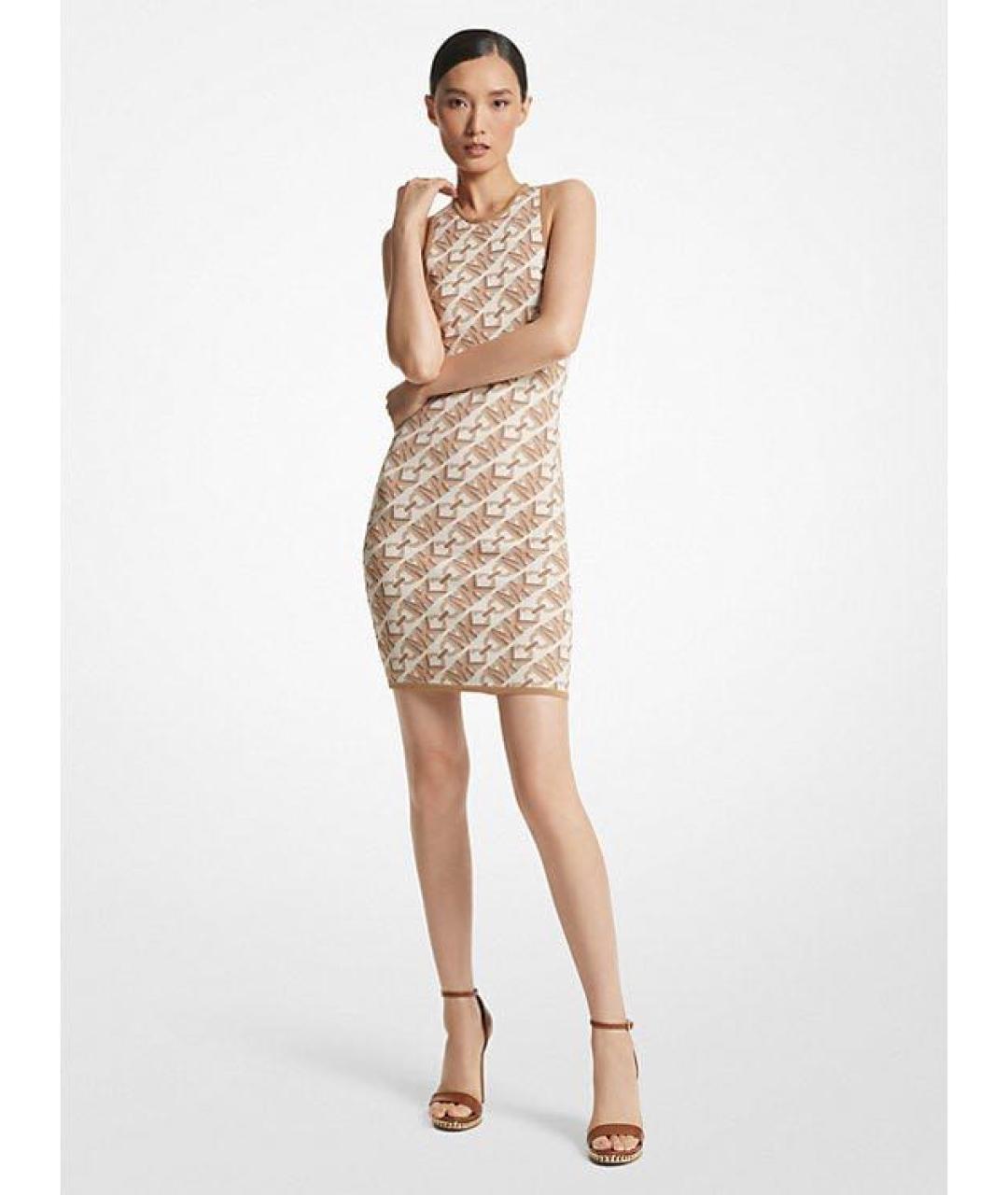 MICHAEL MICHAEL KORS Бежевое вискозное платье, фото 7
