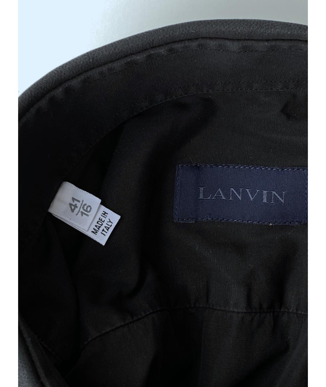 LANVIN Черная хлопковая классическая рубашка, фото 7