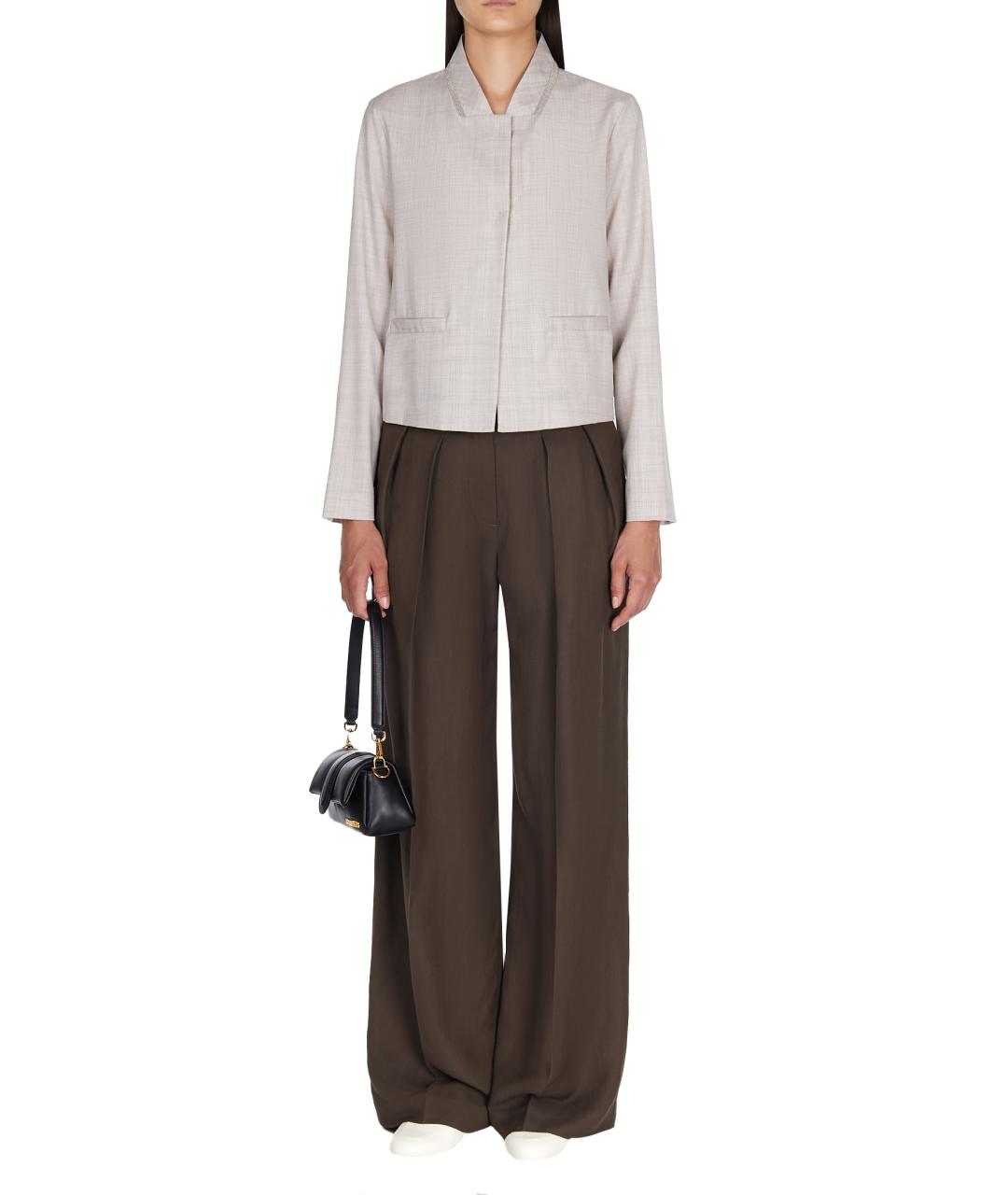 BRUNELLO CUCINELLI Коричневые вискозные брюки широкие, фото 2