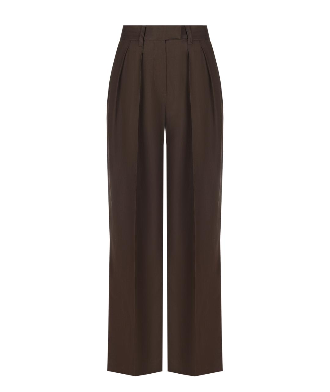 BRUNELLO CUCINELLI Коричневые вискозные брюки широкие, фото 1