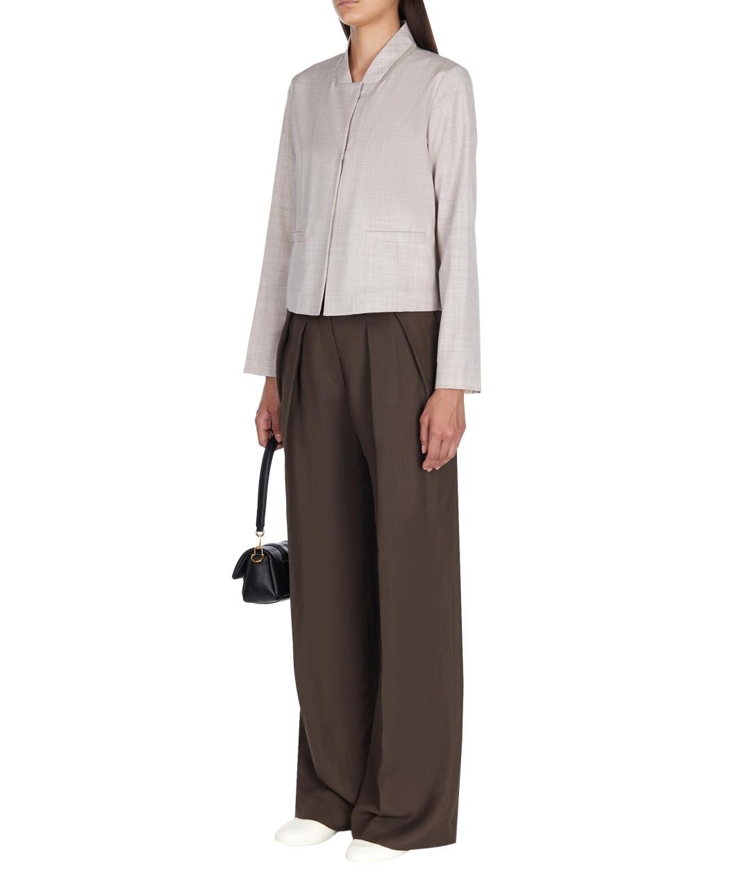 BRUNELLO CUCINELLI Коричневые вискозные брюки широкие, фото 4