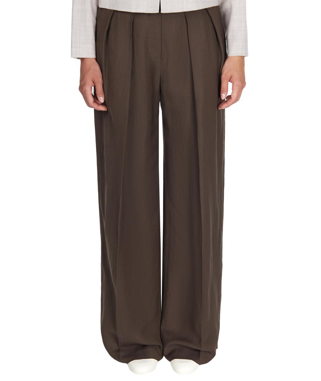 BRUNELLO CUCINELLI Коричневые вискозные брюки широкие, фото 5