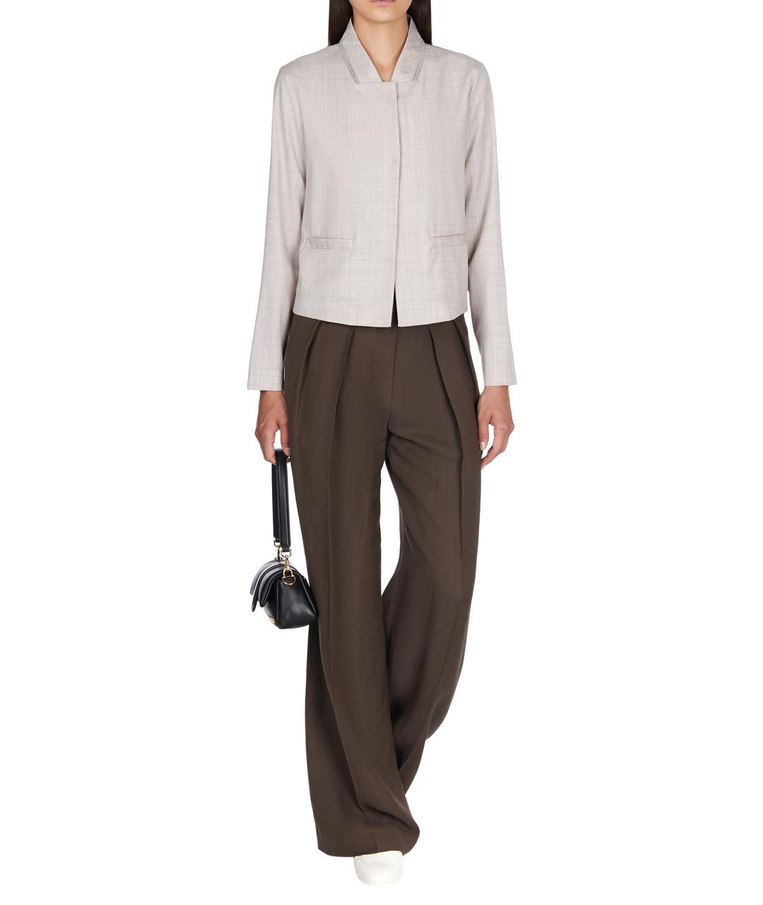 BRUNELLO CUCINELLI Коричневые вискозные брюки широкие, фото 3