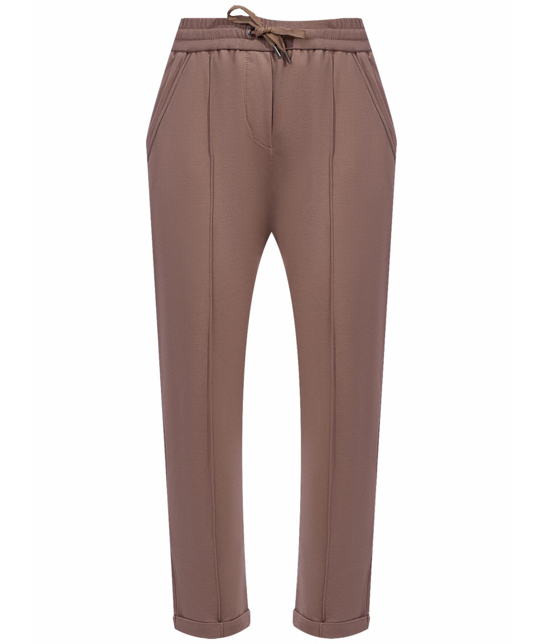 BRUNELLO CUCINELLI Коричневые хлопковые спортивные брюки и шорты, фото 1