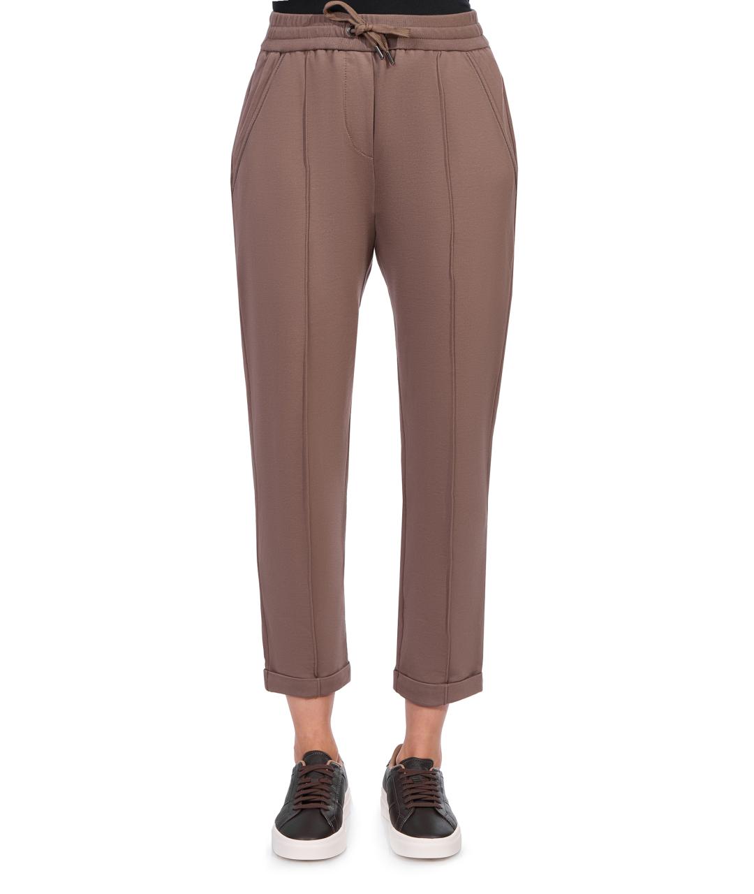 BRUNELLO CUCINELLI Коричневые хлопковые спортивные брюки и шорты, фото 6