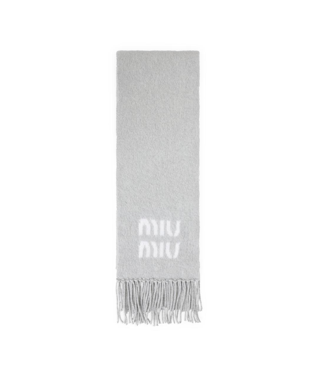 MIU MIU Серый шерстяной шарф, фото 1