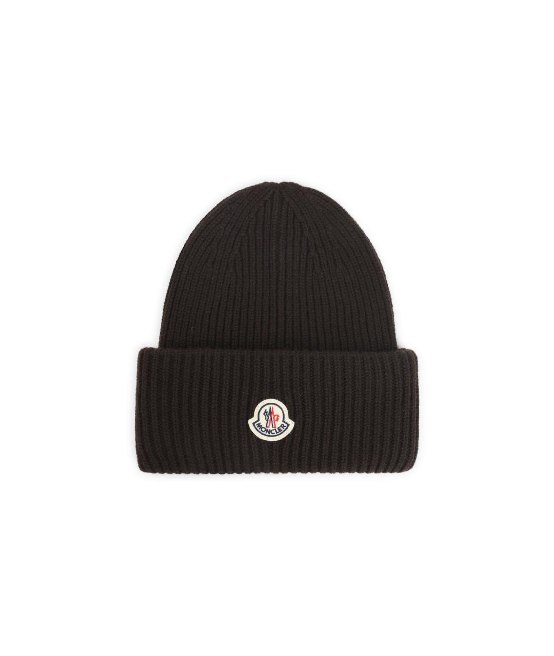 MONCLER Коричневая шерстяная шапка, фото 1