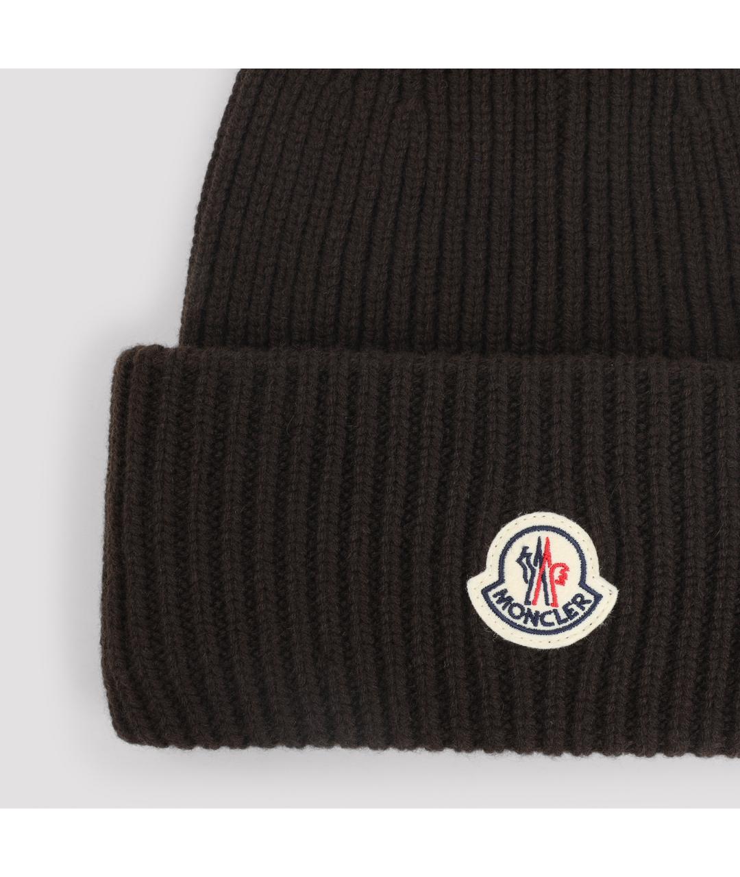 MONCLER Коричневая шерстяная шапка, фото 3