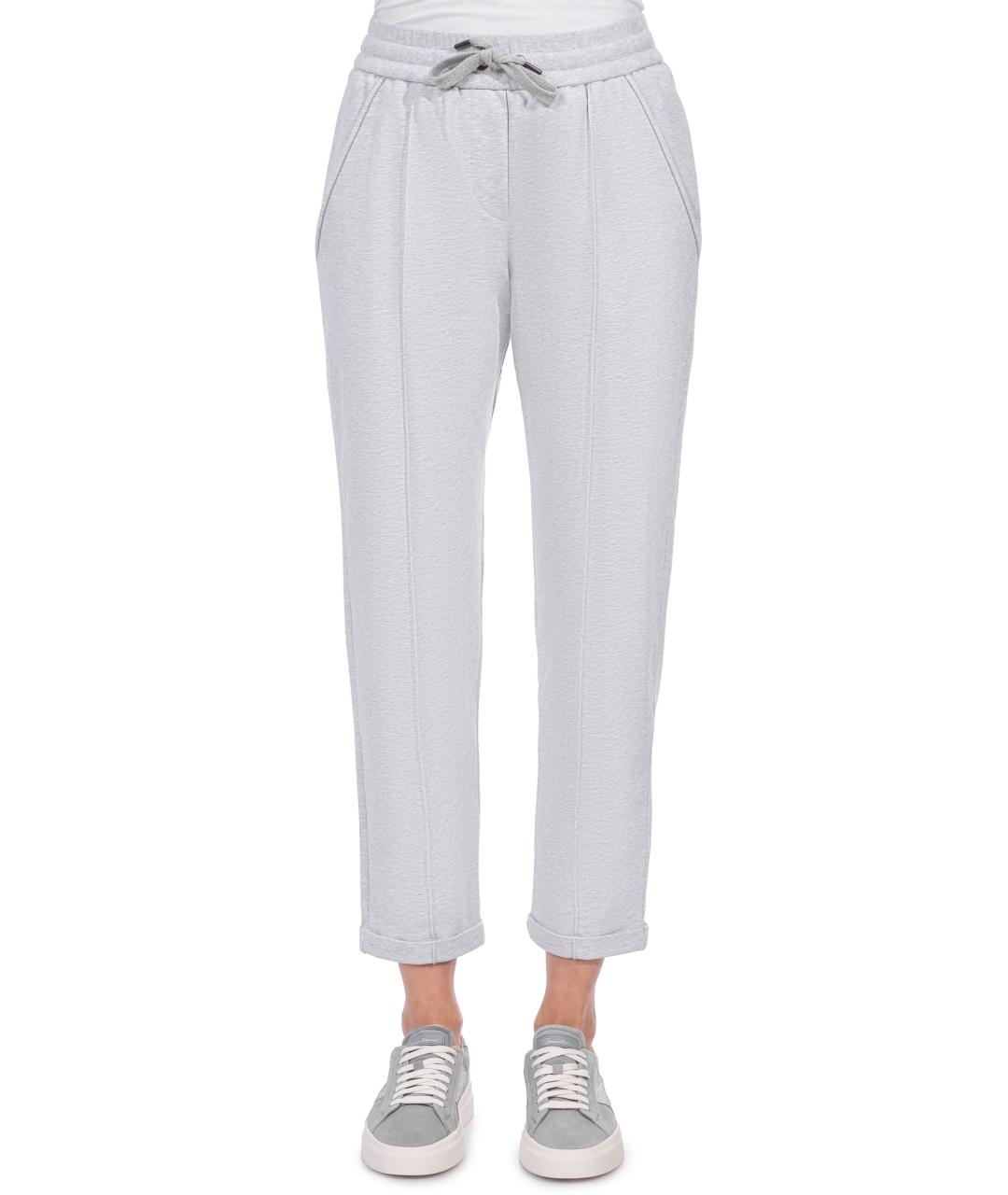BRUNELLO CUCINELLI Серые хлопковые спортивные брюки и шорты, фото 4