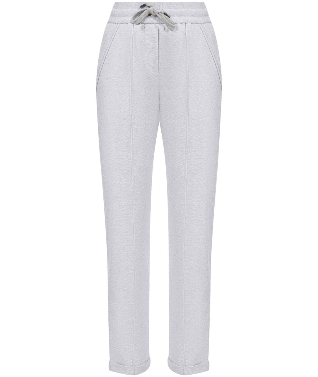 BRUNELLO CUCINELLI Серые хлопковые спортивные брюки и шорты, фото 1