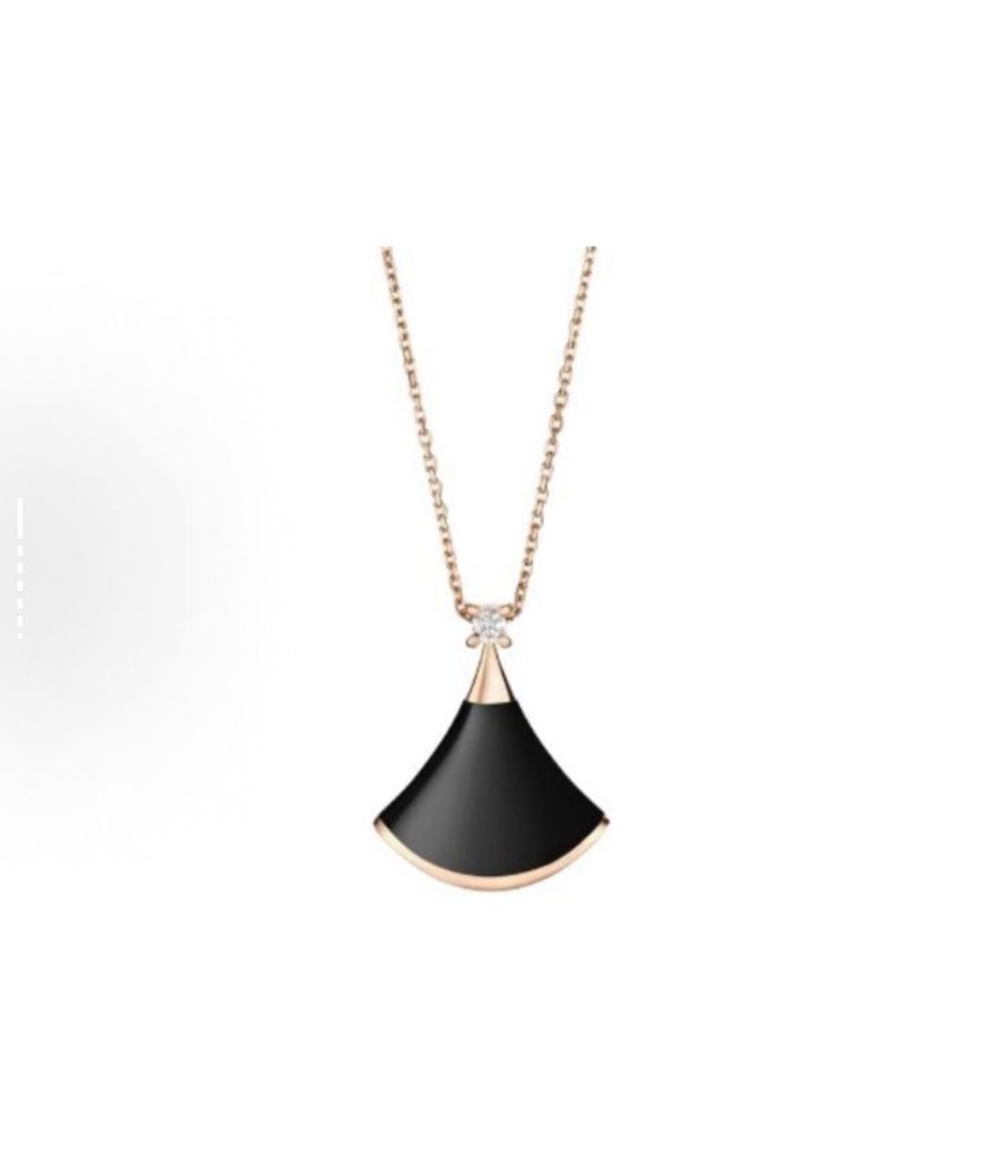 BVLGARI Черная подвеска из розового золота, фото 5