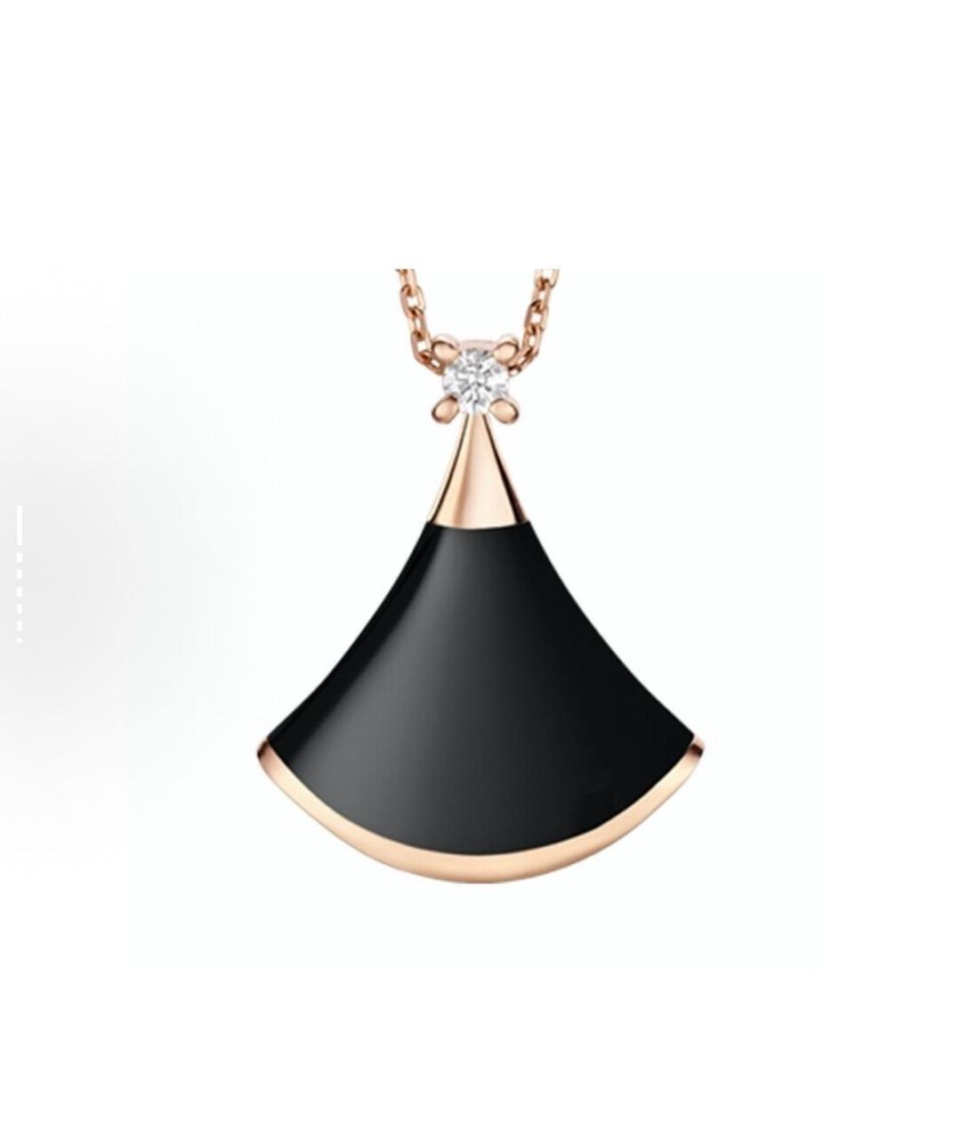 BVLGARI Черная подвеска из розового золота, фото 2