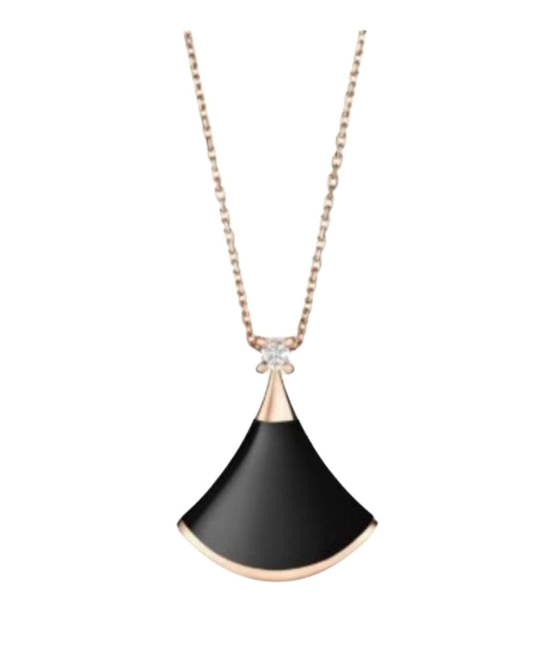 BVLGARI Черная подвеска из розового золота, фото 1