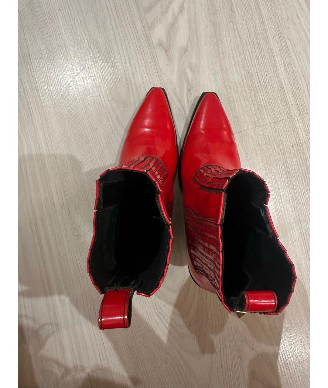 VALENTINO Красные кожаные ботильоны, фото 3
